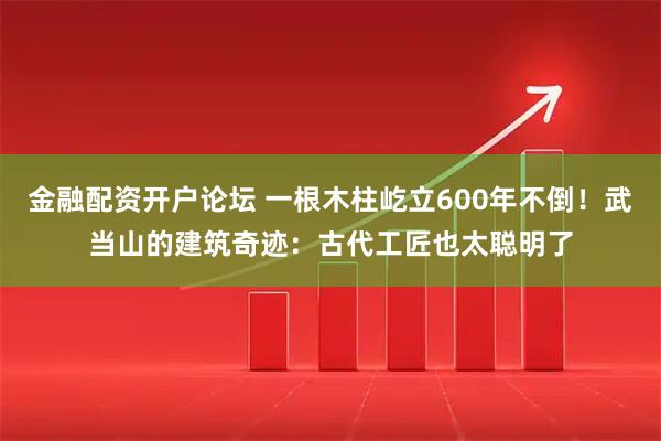 金融配资开户论坛 一根木柱屹立600年不倒！武当山的建筑奇迹：古代工匠也太聪明了